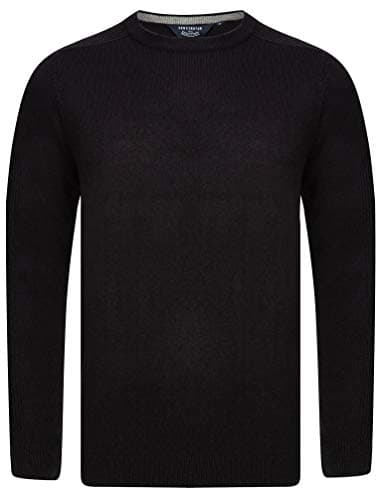 Image of Kensington Eastside Men's Plain Regular Fit Crew Neck Jumper - Jet Black - XL