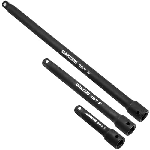 Image of DAKCOS 3/8 Inch Drive Extension Bar 3-Piece Socket Extension Bar Set with Black Phosphating, CR-V