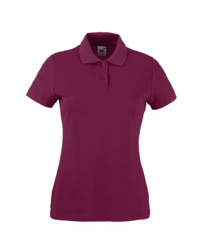 Image of FRUIT OF THE LOOM LADY FIT PIQUE POLO SHIRT - (S-XXL) 9 COLOURS (LARGE - 36" - SIZE 14, BURGUNDY)