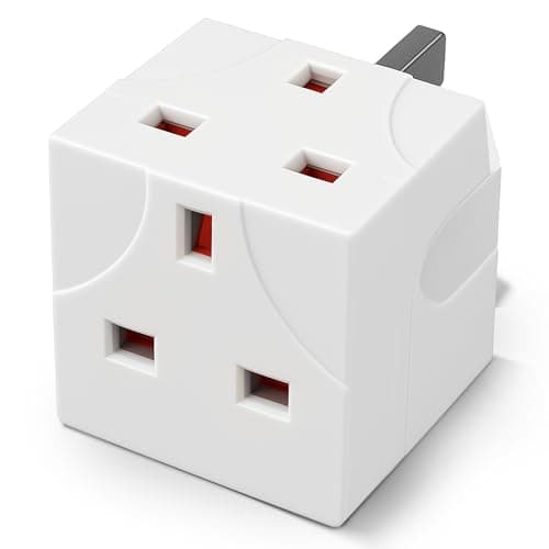 Image of Desiretech 2 Way Adaptor – UK Double Plug Adapter – Compact Multi Plug Socket for Home & Office – Dual Extension Plug for Appliances, TV, PC, Kitchen & Lighting – White (1 Pack)