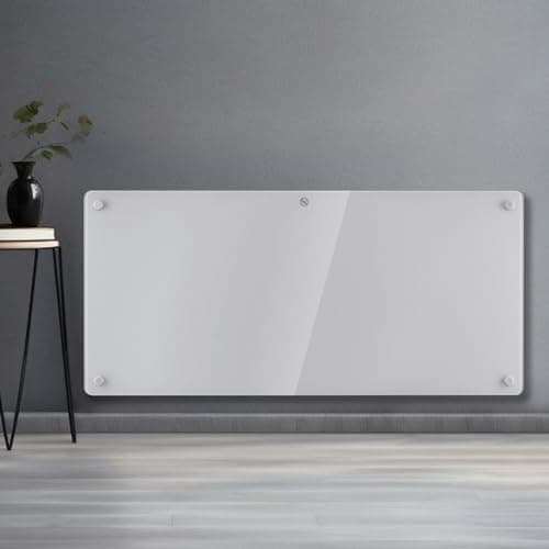 Image of Futura 2000W White Glass Electric Radiator Heaters for Home, Bathroom Safe Electric Heater Setback Timer Lot 20 & Advanced Thermostat Control Wall Mounted or Floor Standing Low Energy Panel Heater