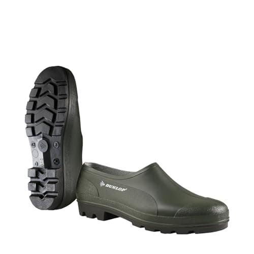Image of DUNLOP Bicolour - Unisex Safety Clog Easy Slip-on Short Protective Shoes, Dark Green, CE Rated Waterproof and Chemical Resistant PVC Work Wellies for Outdoor, Gardening and Farm Work - EU46, UK11