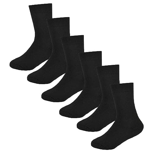 Image of Heatwave Pack Of 6 Kids Thermal Socks Boys Girls Winter Boot Warm Sock Walking Thick Heavy Boot Cosy Hiking Gift, Black 4-6 (10-13 Years)