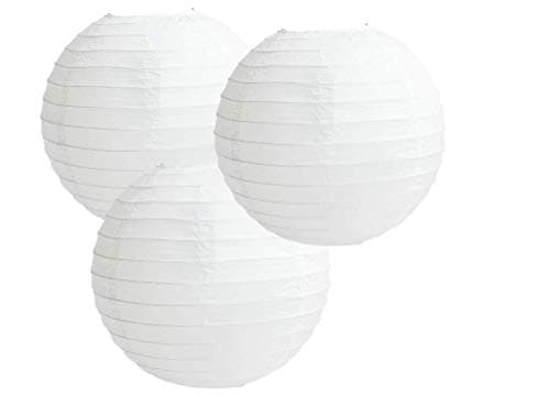 Image of Pack of 3 Paper Lantern Lampshade Party Birthday Baby Shower Wedding Celebration Decoration (White, 8" (20cm))