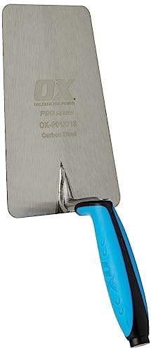 Image of OX PRO Series Plasterers / Builders Carbon Steel Bucket Trowel with Dura grip Soft handle– 7” Large
