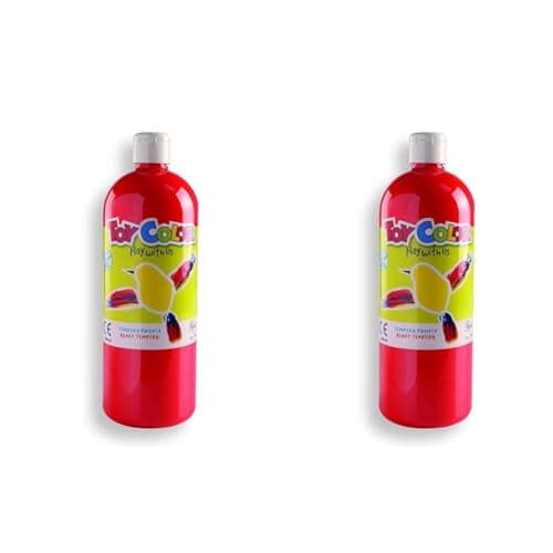 Image of Pasuto Super washable Ready-mix paint | 1 Litre Bottle - Kids craft paint | Red (Pack of 2)