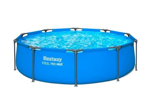 Image of Bestway Steel Pro Max Round Frame Swimming Pool 10 ft with Filter Pump, 305 x 76 cm Above Ground Pool, Durable Tri Tech Material, Rust Resistant Steel Frame, Easy Setup Garden Pool - Blue