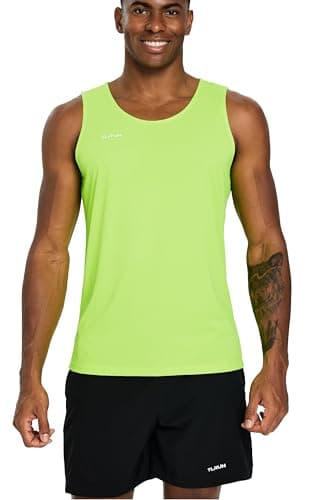 Image of TLRUN Men's Running Tank Top Ultra Lightweight Marathon Singlet Shirts Dry Fit Workout Sleeveless T-Shirts(Medium Yellow)