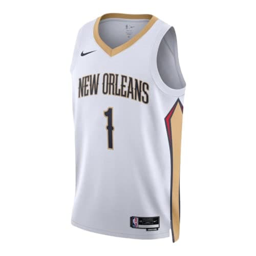 Image of Nike Zion Williamson New Orleans Pelicans Icon Edition Swingman Jersey - Navy Blue, White, Medium