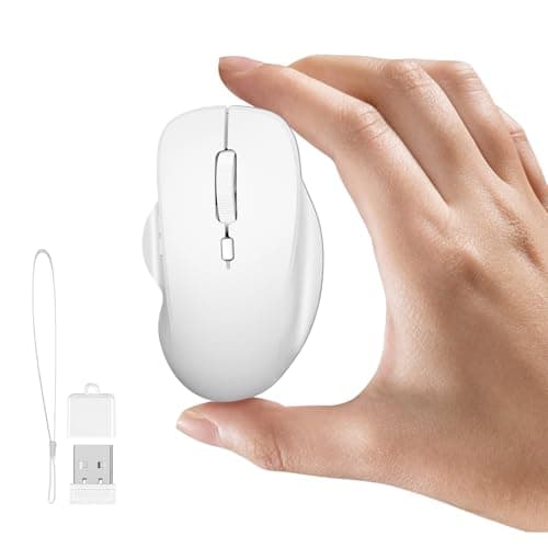 Image of Uiosmuph Mini Bluetooth Mouse, Rechargeable Wireless Mouse for Laptop, Tri-Mode (BT 5.1/5.0/2.4G) Silent Computer Mice with USB C Adapter, 1600DPI Small Portable Cordless mouse for Travel, White