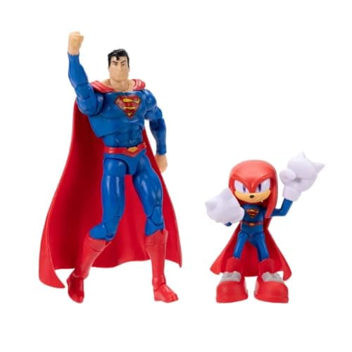 Image of DC x Sonic Knuckles as Superman Action Figure Multipack, Officially by Jakks Pacific, Includes 2.5" Knuckles as Superman & 5" Classic Figures, Sonic x DC Collectible