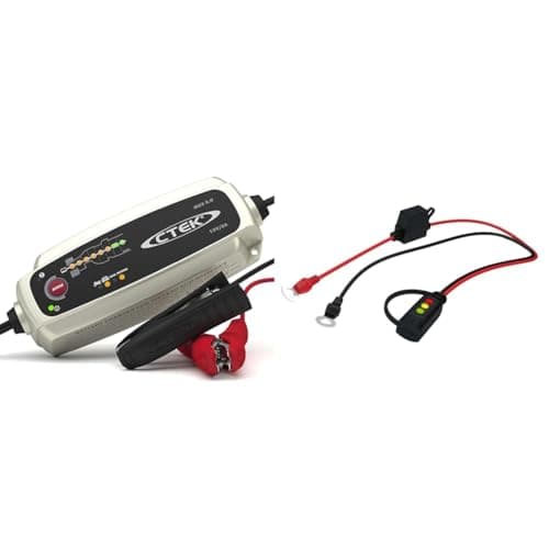 Image of CTEK MXS 5.0 Battery Charger with Automatic Temperature Compensation, Black & 40-133 Start/Stop CT5 Indicator Eyelet M8, Green,Red,Yellow