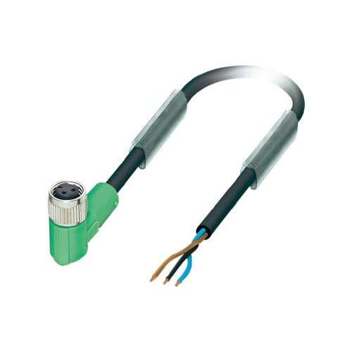 Image of Phoenix CONTACT SAC-3P-3.0-PUR/M 8FR sensor/cable for actor, 3-pole, PUR, halogen free, M8 angle socket, cable length 3m, black/grey