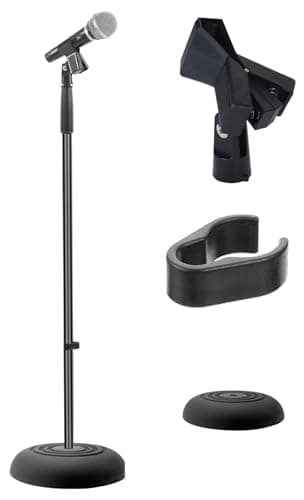 Image of Pyle, Microphone Stand, Universal Mic Mount with Heavy Compact Base, Portable Mic Stand, Boom, Height Adjustable Straight Stands (85 – 152 cm.)