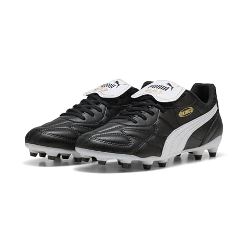 Image of Puma Unisex King TOP Firm Ground/Artifical Ground Football Boots, Puma Black-Puma White-Puma Gold, 7.5 UK