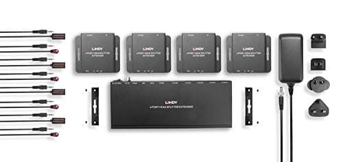 Image of Lindy 70m Cat.6 4 Port 4K HDMI & IR Splitter Extender, 3840x2160, Power over Cable (PoC), Local Monitoring / Cascading, EDID Emulation, Uses Low-Cost Cat.6 UUTP Cable, Digital Signage, AV Distribution