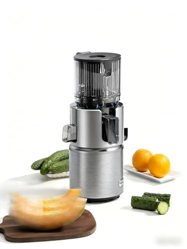 Image of Anybear Cold Press Juicer with 4.9" Large Feed Chute, 350W Masticating Juicer Machines with Dual Slow-Squeezing Technology for Whole Fruits & Veggies with High Yield | BPA-Free Tritan (Silver)