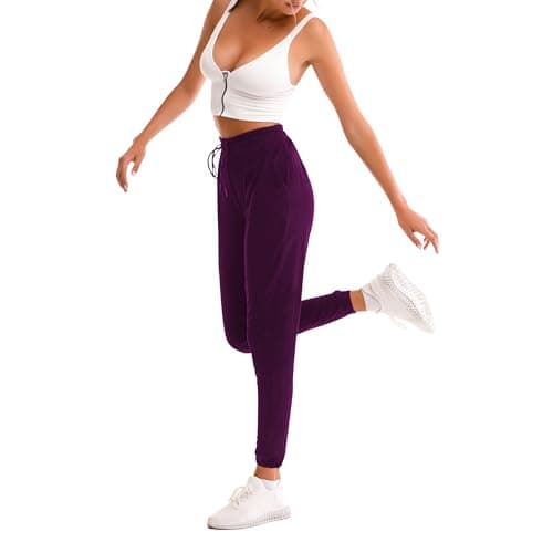 Image of Stanpetix Joggers for Women - Womens Sweatpants with Pockets Sport Pants (UK, Alpha, L, Regular, Regular, Plum Purple)