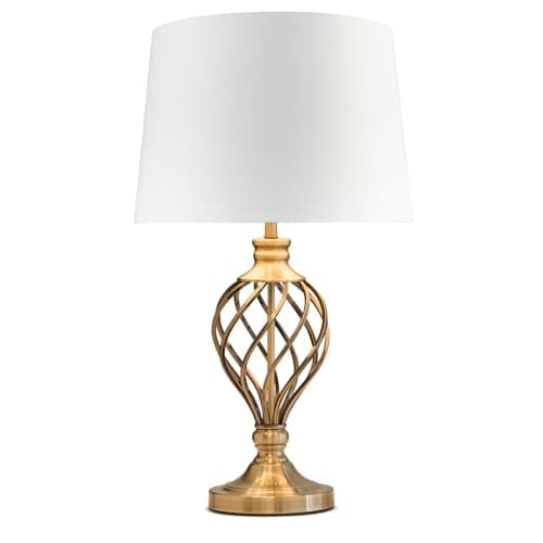 Image of Lighting Supermarket Hepburn Large Barley Twist Table Lamp Antique Brass (Ivory Gold Lined)
