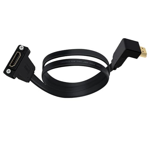 Image of HuaLiSiJi HDMI Panel Mount Extension Cable 4K 60Hz High Speed 18Gbps Flat HDMI Extension Cable Plug to Female Socket for Blu Ray Players, HDTV, Xbox360, 3D TV (Downward Bend, 0.5 m)