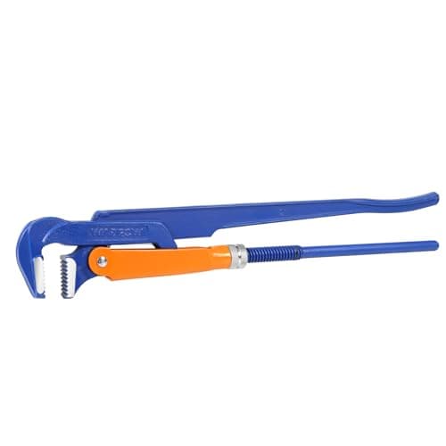 Image of WADFOW Swedish Pattern Type A Pipe Wrench: Size 2" with 67 mm Max Jaw Opening, 15 inch x 90 Degree Angle Corner Pipework, Red Lacquered Finish