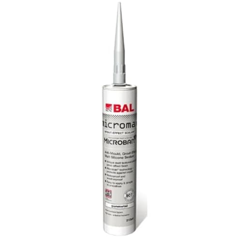 Image of BAL Micromax3 Grout Effect Sealant Suitable For Wall and Floor Matt Finish Tile Silicone Anti Mould Sealer 310ml - Gunmetal