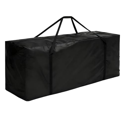 Image of JUUDDENPARTS 670L Extra Large Waterproof Garden Cushion Storage Bag, Heavy Duty with Zipper and Handle, Tear-Resistant Design (173x76x51 Black)