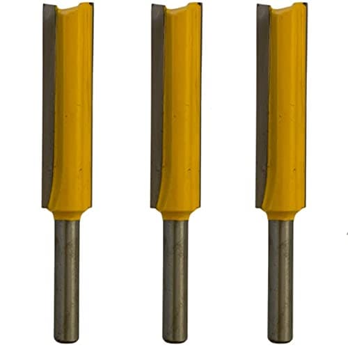 Image of Rennie Tools - 3pcs 1/2" Cutting Diameter x 1/4" Shank x 50mm Flute Extra Long TCT Tipped 2 Flute Straight Router Bit Kitchen Worktop Cutter Bit. Compatible With Makita Trend Katsu Dewalt Router Etc