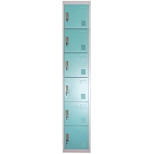 Image of Panana Metal Storage Lockers Work Office Cupboard Lockable Filing Storage Unit School Staff Gym Changing Room Six Doors (Blue, 6 Door)