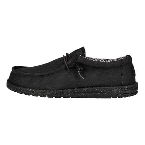 Image of HEYDUDE - Men's Wally Stretch Canvas Black - Slip-On Shoes - Loafer Style - 9 UK