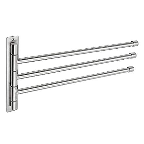 Image of BTSKY™ New Wall-Mounted Stainless Steel Bathroom Kitchen Towel Rack Holder with Extra Long 3 Bars Swivel Bars