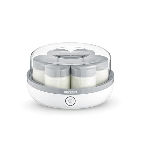 Image of SEVERIN Yoghurt Maker, Yoghurt Machine with Time Display for Making Homemade and Vegan Yogurt, Contains 7 Yoghurt Jars with Glass Lid, BPA-Free, JG 3518