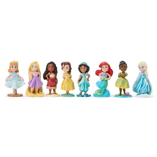 Image of Disney Store Official Princess Figure Set, 8 Doll including Cinderella, Rapunzel, Moana, Belle, Jasmine, Ariel, Tiana & Elsa, Once Upon a Story Collection, Suitable for Age 3+