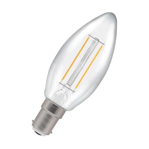 Image of LED Filament Candle 2.5W (25W eqv.) B15d Clear 2700K Dimmable Crompton
