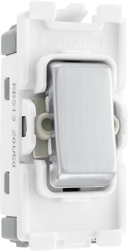 Image of BG RBS13 Brushed Steel Intermediate Light Switch 20 Amp Grid Switch