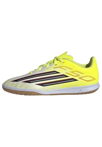 Image of adidas Unisex Kids F50 Club Indoor Football Shoes Kids, Team Solar Yellow 2/core Black/Lucid red, 3 UK