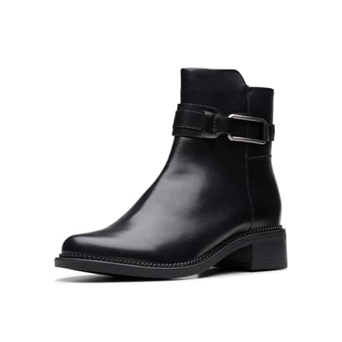 Image of Clarks Women's Maye Bella Ankle Boot, Black Leather, 6.5 UK