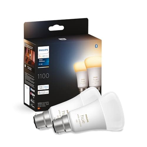 Image of Philips Hue White Ambiance Smart Bulb Twin Pack LED [B22 Bayonet Cap] - 1100 Lumens (75W Equivalent). Works with Alexa, Google Assistant and Apple Homekit