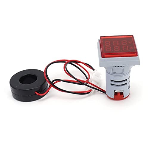 Image of Ejoyous Current Signal Indicator, Universal 2 Display Square Lamp Light 60 to 500V AC, with Clear Printing and High Brightness, for Easy Identification of Working Status (Red)