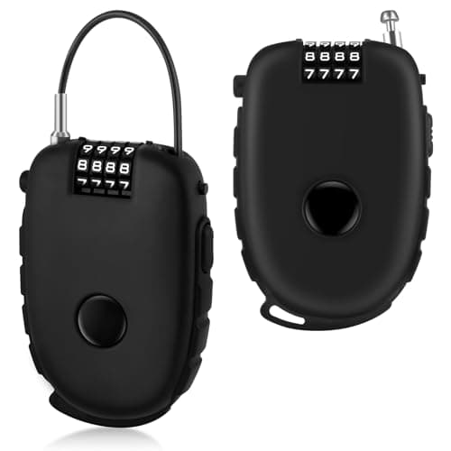 Image of Ainiv 2PCS 4-Digit Cable Lock Combination, 75cm Stainless Steel Core Retractable Bike Lock, Flexible Ski & Security Password Locks, Strong Wire Locks for Luggage, Helmets, Suitcases, Bike, Snowboard