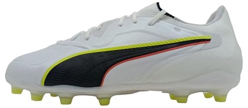 Image of PUMA Unisex King 20 PRO Firm Ground/Artifical Ground Football Boots, PUMA White-Glowing Red-Yellow Alert, 11.5 UK