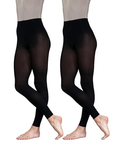 Image of 2 Pairs Dance Ballet Footless Tights (Age 9-11) (Black)