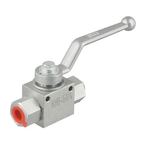 Image of WheatThrive 2 Way Hydraulic Ball Valve, High Pressure Ball Valve, Carbon Steel Manual Shut-Off, 500 Bar BSP Fitting for Water Oil Gas