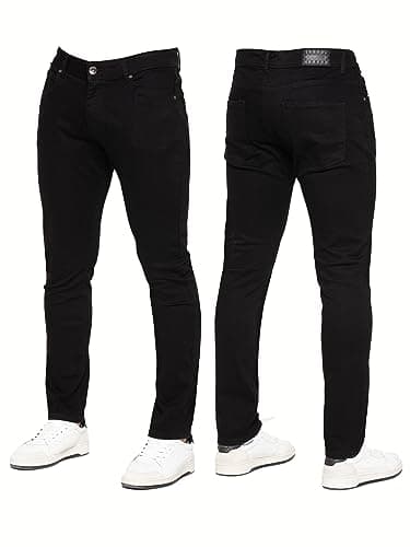 Image of 989Zé ENZO Mens Jeans Stretch Skinny Slim Fit Denim Pants Trousers EZ325 All Waist Sizes BLK 32 Short