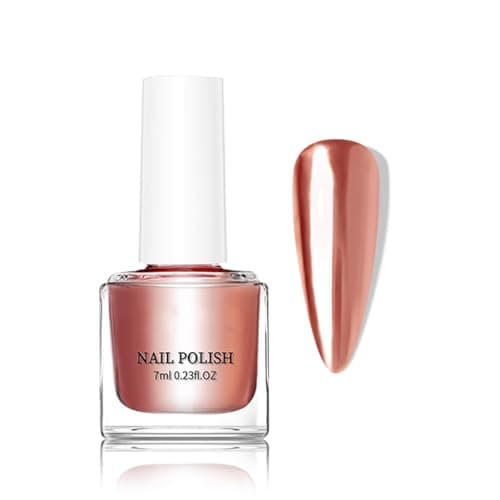 Image of Mirror Nail Polish, Metallic Nail Polish - Chrome Metallic Shine, Quick-Drying & Chip-Resistant - No UV Lamp Required for Home & Salon Manicures, Ideal for Women and Girls (3#Rose Gold)