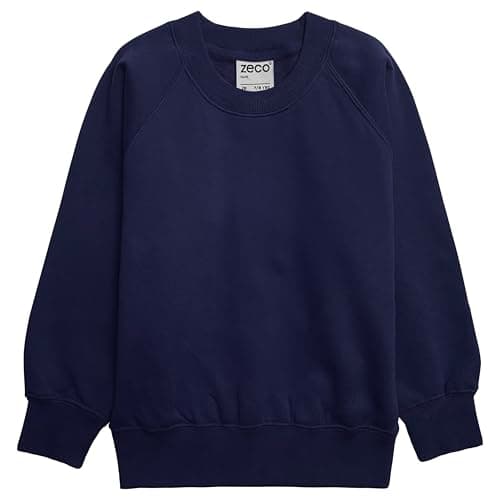 Image of ZECO Boys Girls Unisex Crew Neck Sweatshirt School Uniform Kids Jumper (2-16 Years) Navy Blue
