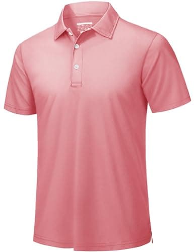 Image of TACVASEN Mens Golf Polo Shirts Short Sleeve Performance Polo T Shirt Quick Dry Workout Shirt Breathable Grey Pink,3XL