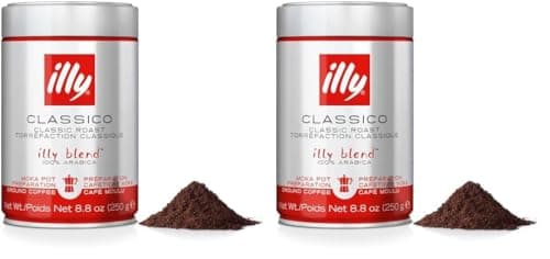 Image of illy Classico Medium Roast Arabica Coffee for Moka Pots, 250g (Pack of 2)