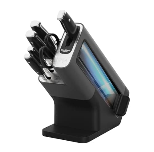 Image of Ninja Foodi StaySharp Knife Block with Integrated Sharpener 5 Knives and Scissors (1 pair), Sharp 6-Piece Knife Set Chef, Bread, Slicing, Utility, Paring Knives & Scissors, Stainless Steel, K32006UK