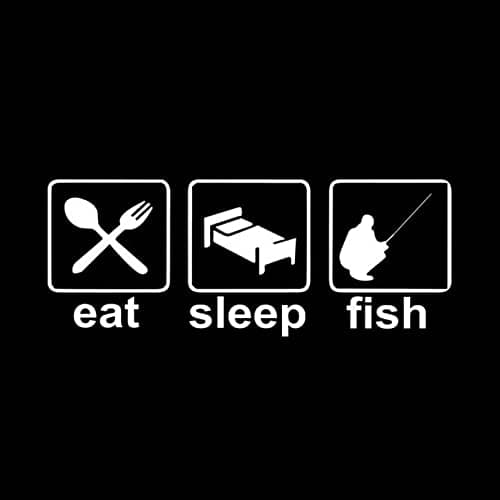 Image of Car Sticker 12Cm*4.7Cm Funny Eat Sleep Fish Vinyl Car Sticker Decals Black Silver Car-Styling